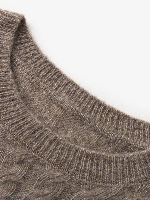 Load image 1 in gallery view. Brown knitted cashmere sweater
