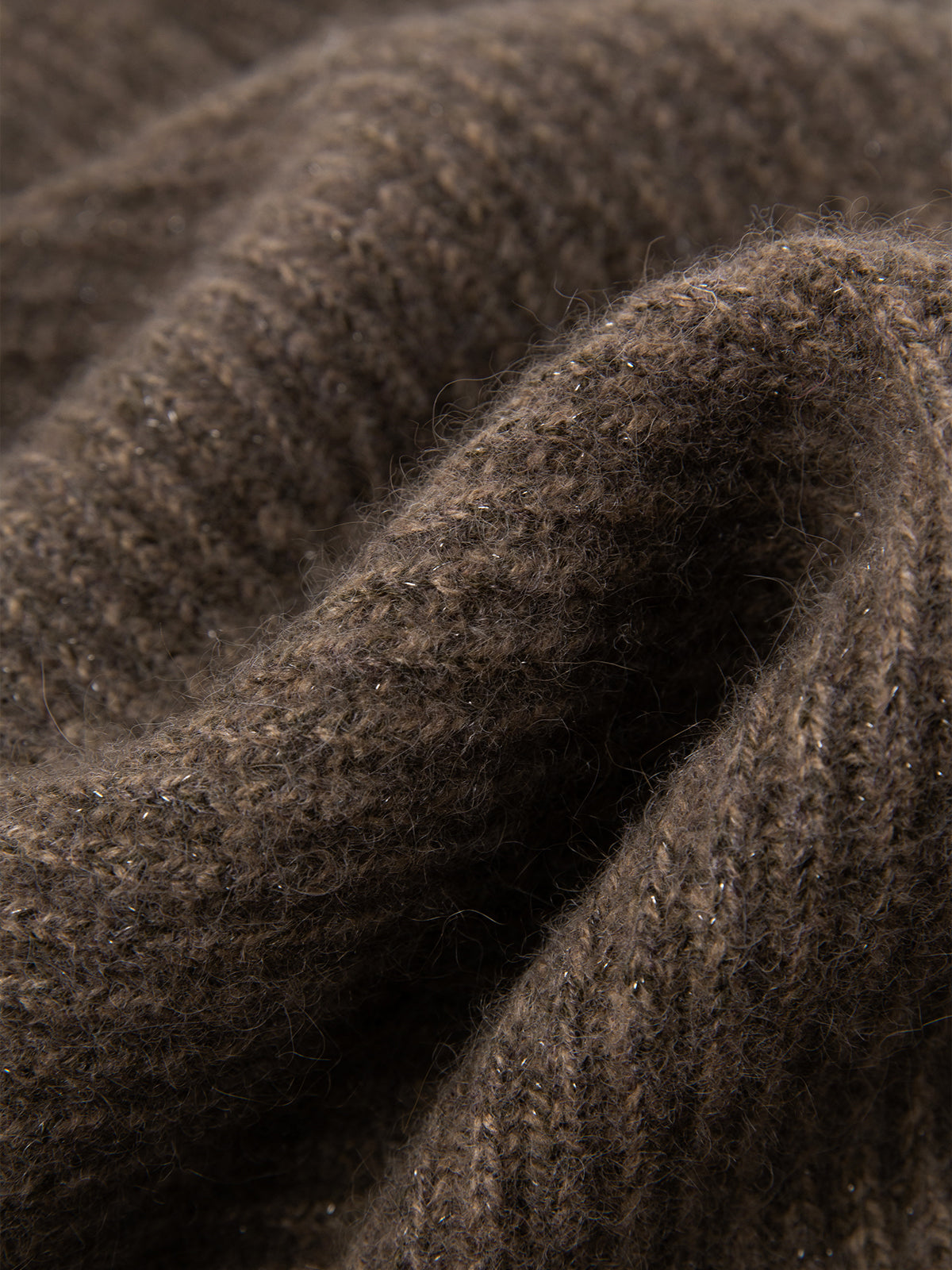 Brown wool sweater with high neck