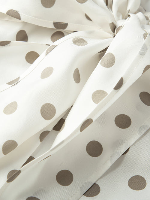 Charger l'image 1 dans la galerie. Women's Polka Dots Puff Sleeve Silk Blouse