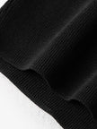 Women's Black Polo Zipper Neck Contrast Binding Knitted Top