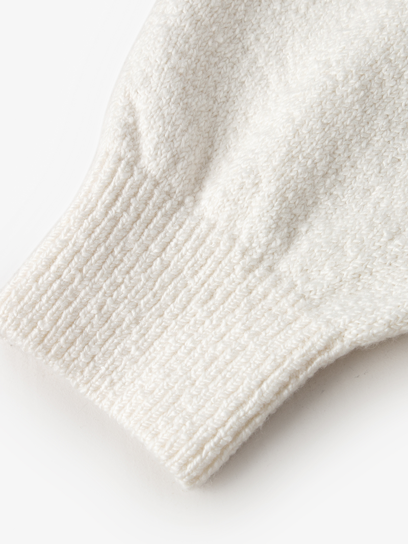 Women's Off-White Round Neck Button Down Cotton Wool Cardigan Sweater