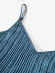 Pleated aqua blue dress