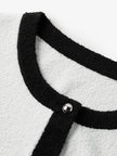 Women's White and Black Round Neck Short Sleeves Knit Top