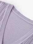 Women's Summer Cotton Purple Gray V Neck Sleeve Short Cardigan Knitwear