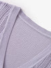 Women's Summer Cotton Purple Gray V Neck Sleeve Short Cardigan Knitwear