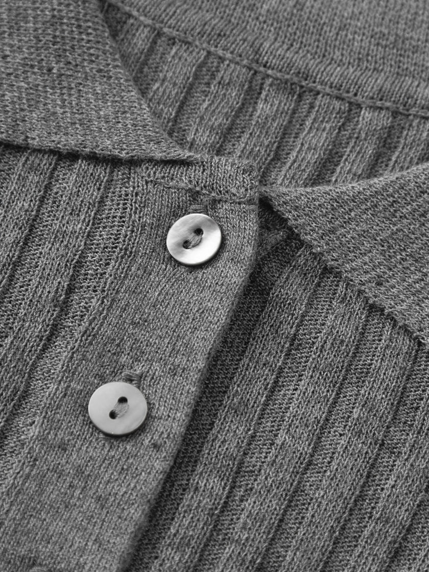 Polo Ribbed Knit Top