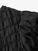 Women's Black V Neck Puff Sleeves Stable Sucker Shirring Smocking Design Dress