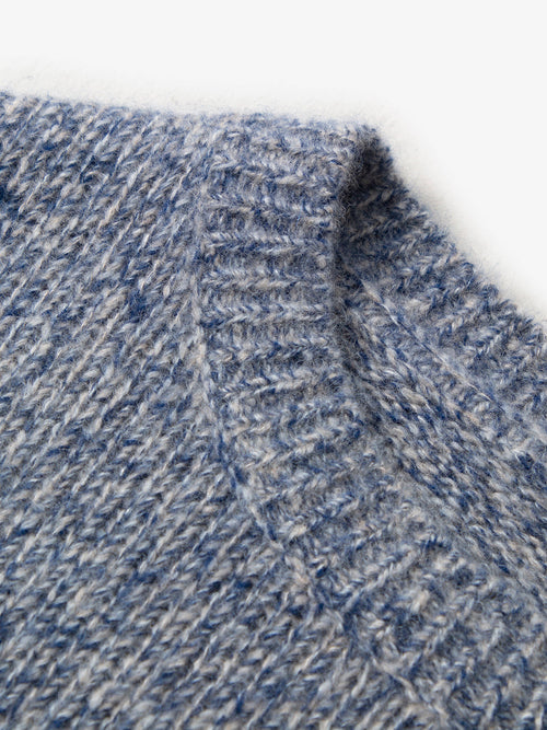 Load image 1 in gallery view. Floral Blue Crewneck Silk-Cashmere Sweater