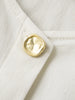Women's Off-White Square Neck Puff Sleeves Button Down Belted Dress