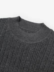 Women's Dark Gray Round Neck Half Sleeves Woolen Sweater 5F1130961