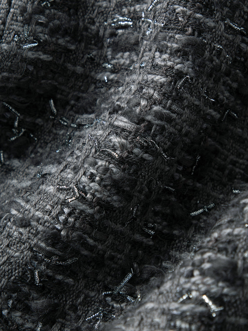 Wool Blend Trim Tweed Jacket