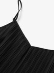 Women's Black V Neck Silver Tiny Shiny Fabric Slip Dress