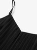 Women's Black V Neck Silver Tiny Shiny Fabric Slip Dress