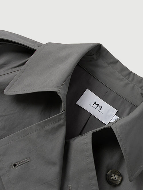 Load image 1 in gallery view. Smoke gray winter coat with collar, double breasted