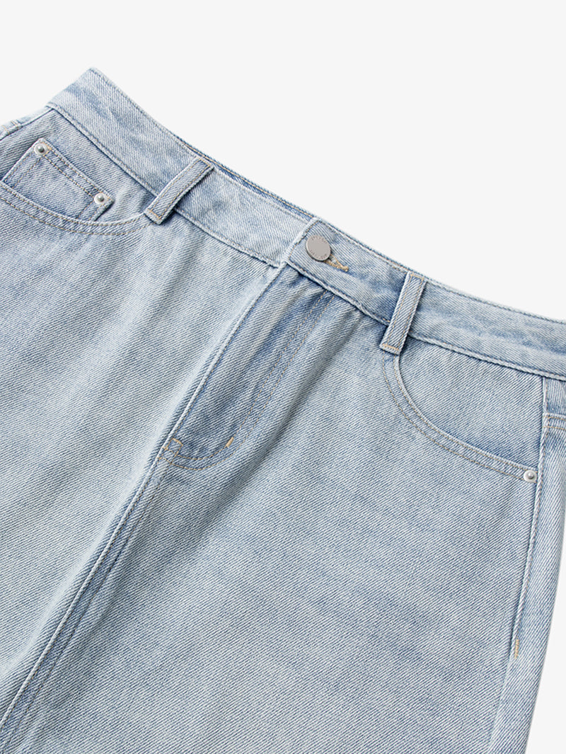 Women's Light Blue Contton Denim Skirt