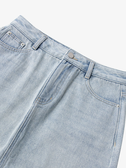 Load image 1 in gallery view. Women's Light Blue Contton Denim Skirt