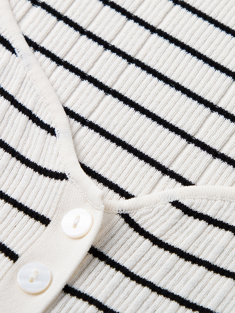 Women's White Square Neck Short Sleeves Knit Top