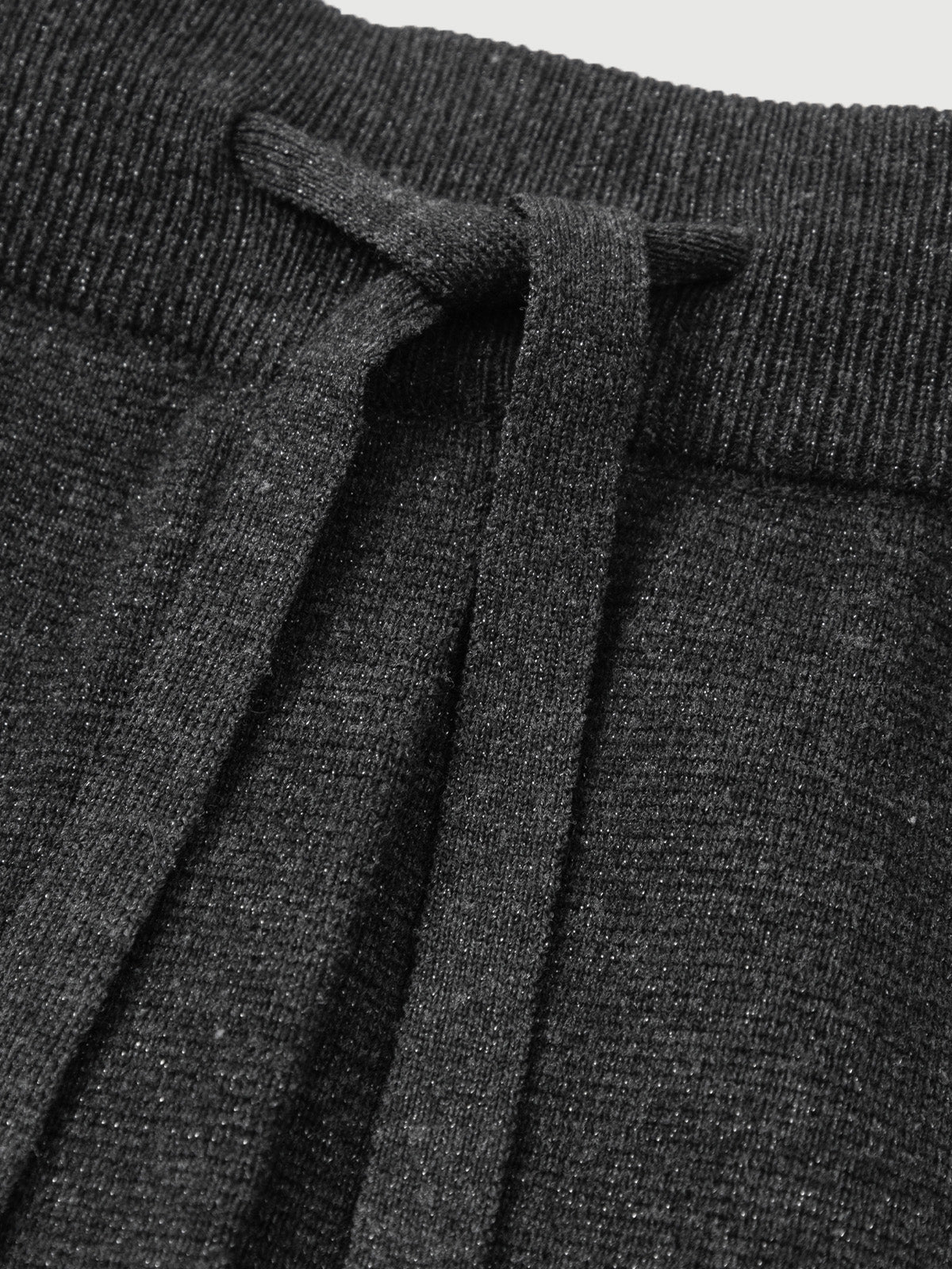 Dark gray casual straight pants with drawstring