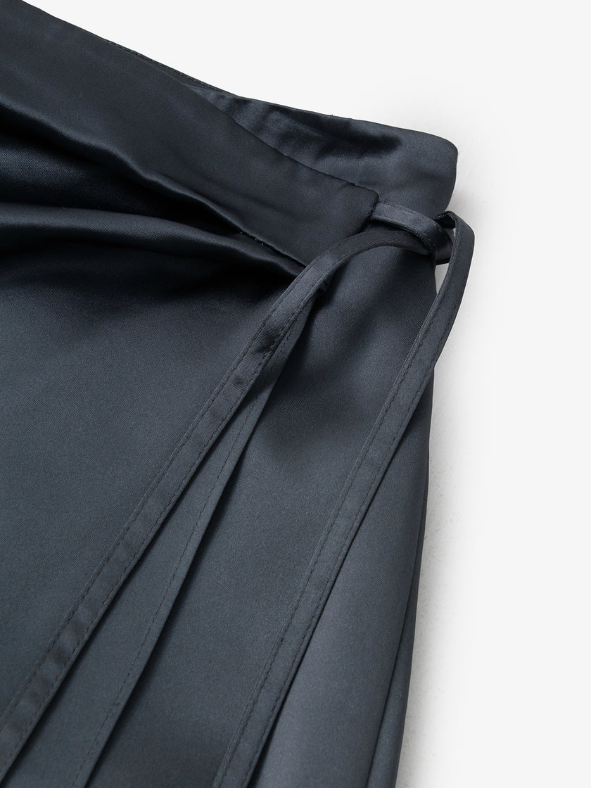 Acetate Side-Slit Midi Skirt