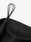 Women's Black Spaghetti Strap Breathable Acetate Slip Dress