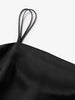 Women's Black Spaghetti Strap Breathable Acetate Slip Dress