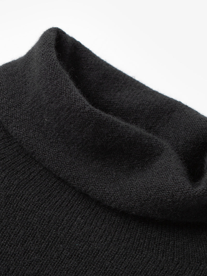 Black cashmere turtleneck sweater
