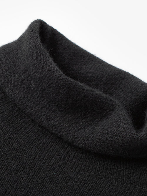 Load image 1 in gallery view. Black cashmere turtleneck sweater