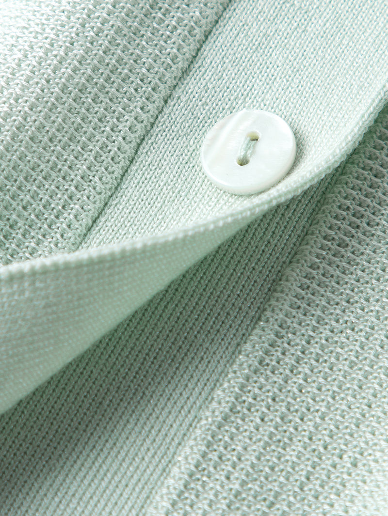 Women's Mint Green V Neck Short Sleeves Lyocell Knit Top