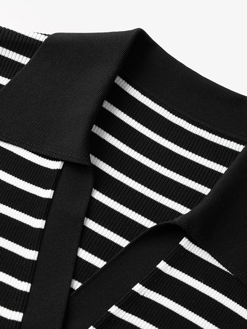 Striped button-down polo shirt
