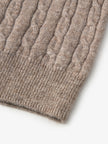 Brown cashmere sweater with round neck and long sleeves