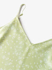 Women's Floral Light Green V Neck Smooth Acetate Slip Dress