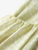 Women's Light Green Square Neck Puff Sleeves Texture Comfy Dress