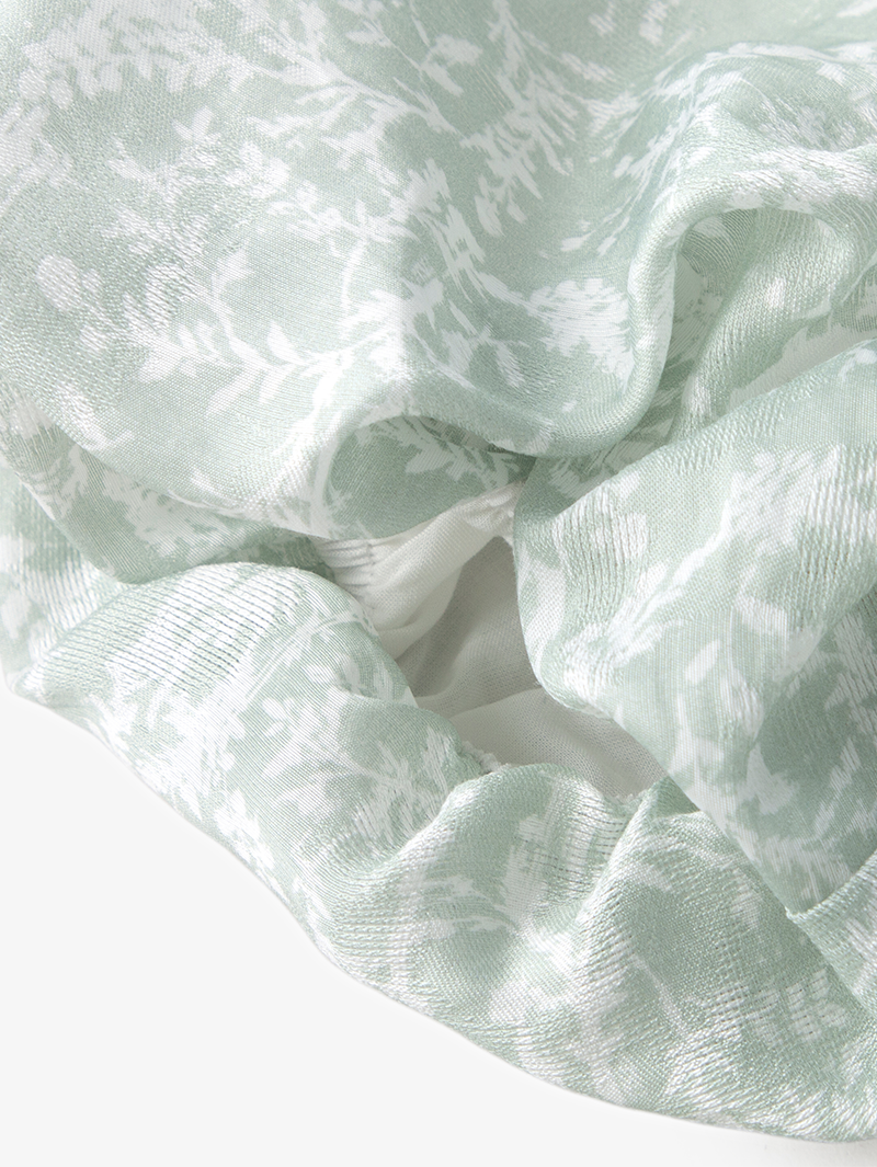 Women's F loral Mint Green V Neck Slim Fit Breathable Lyocell Dress