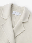 Women's Natural White Notch Lapel Wool Tie Belt Winter Coat 5EA170551