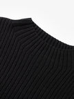 Women's Black Round Neck Sleeveless Wool Knit Dress