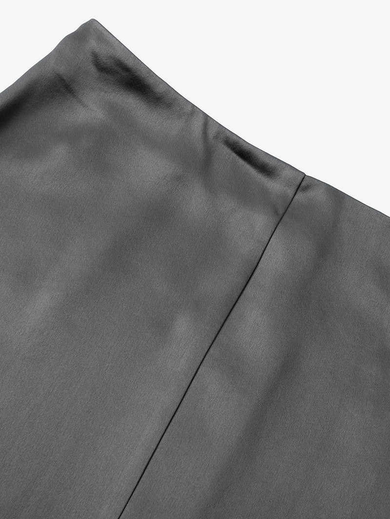 Women's Grey Straight Fit Breathable Acetate Skirt