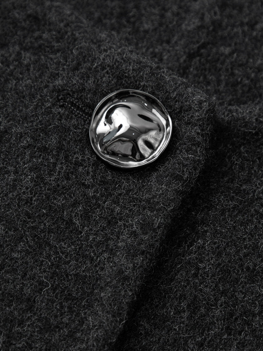 Wool-Camel Blend Round-Neck Short Jacket