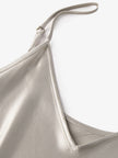 Women's Champagne Brown V Neck Breathable Acetate Slip Dress