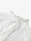 Chemise blanche pure à col plissé, manches longues