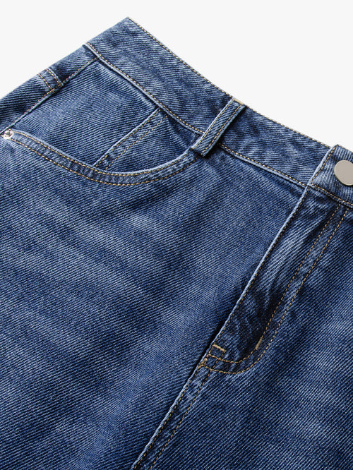 Load image 1 in gallery view. Dark blue cotton straight jeans