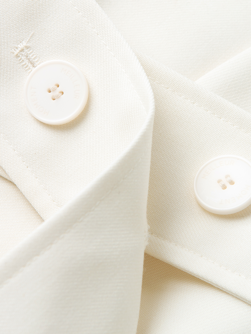 Women's Spring Original White V Neck Belted Blazer