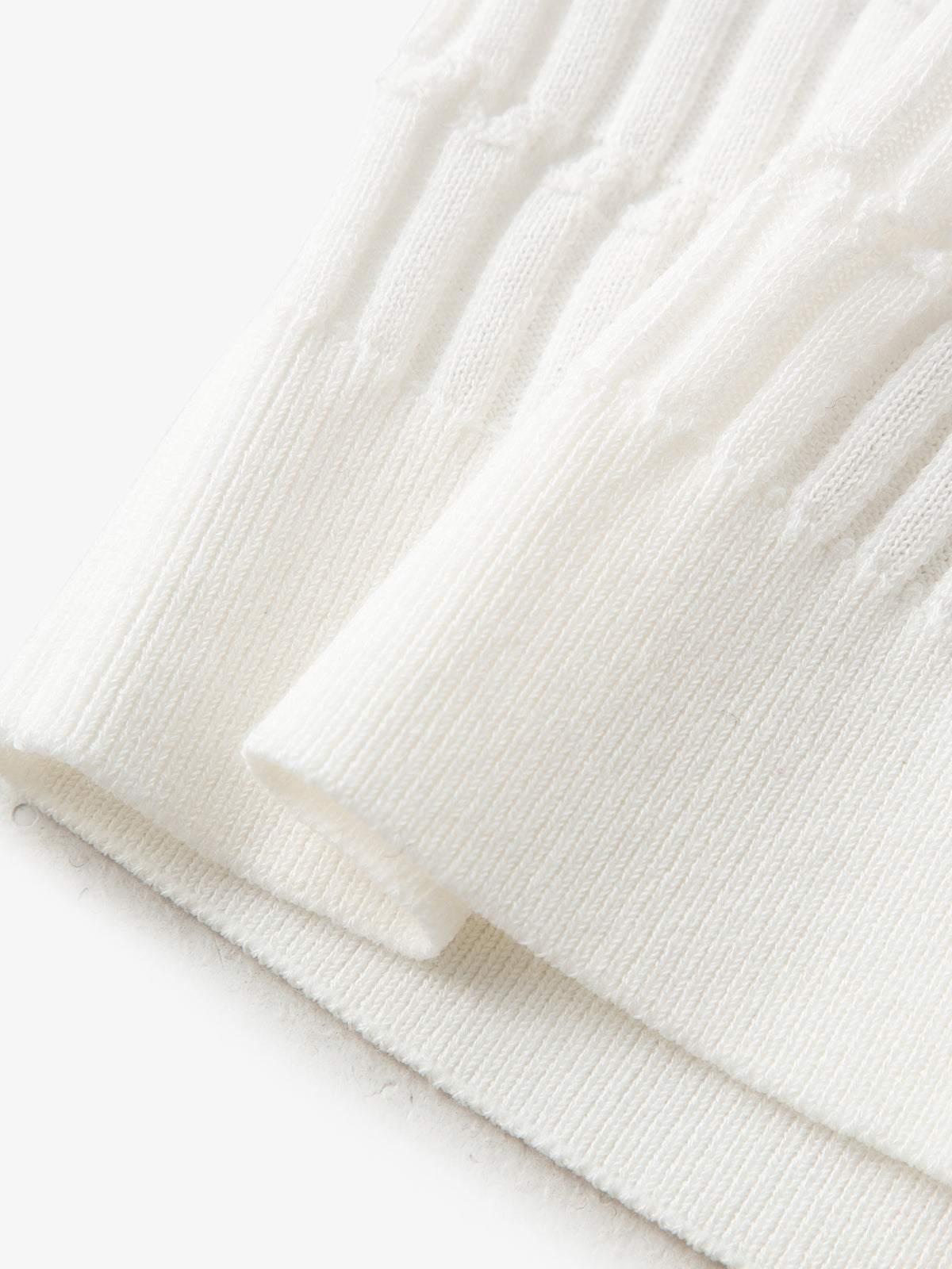 Top en maille à col polo blanc à manches courtes en coton