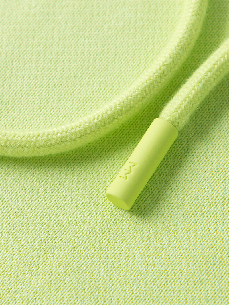 Women's Monet Collaboration Fluorescent Green Long Sleeve Knit Hooded Sweatershirt