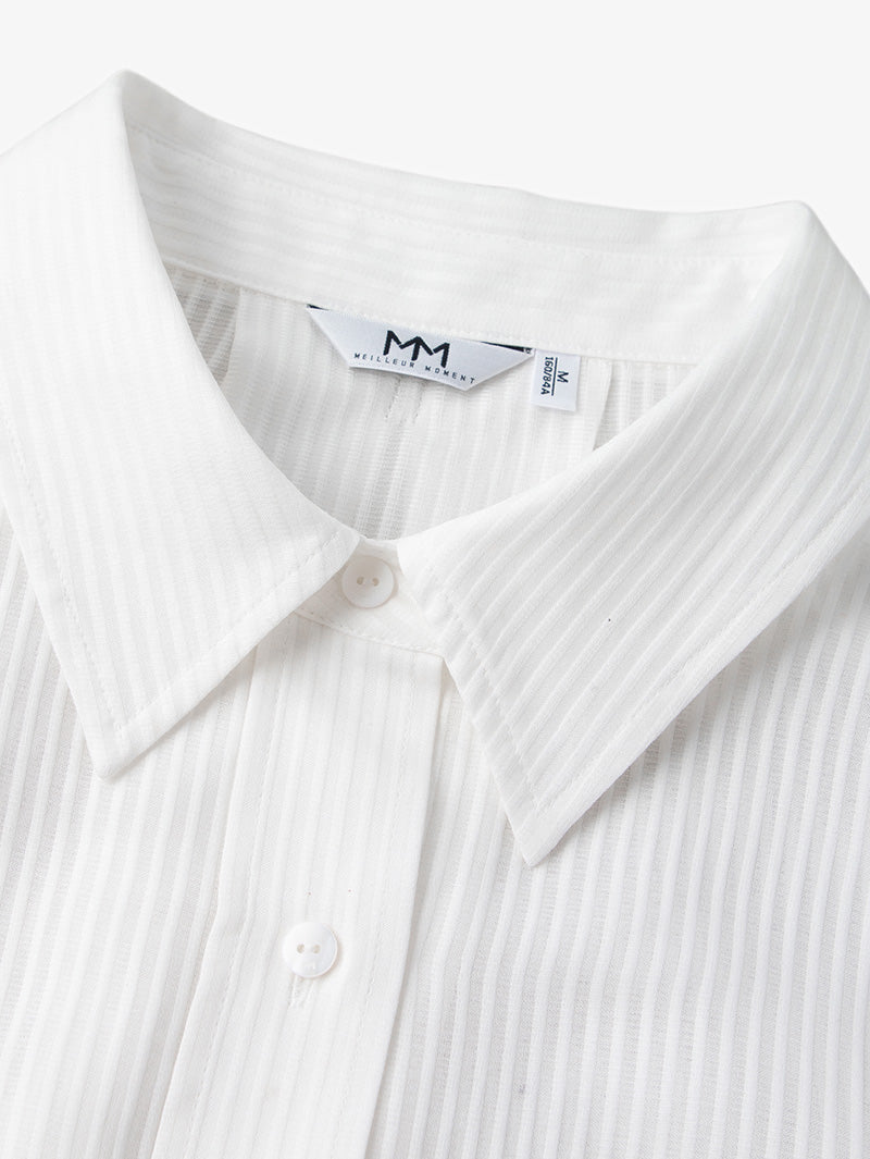 Women's White Pinstripe Long Sleeves Shirt