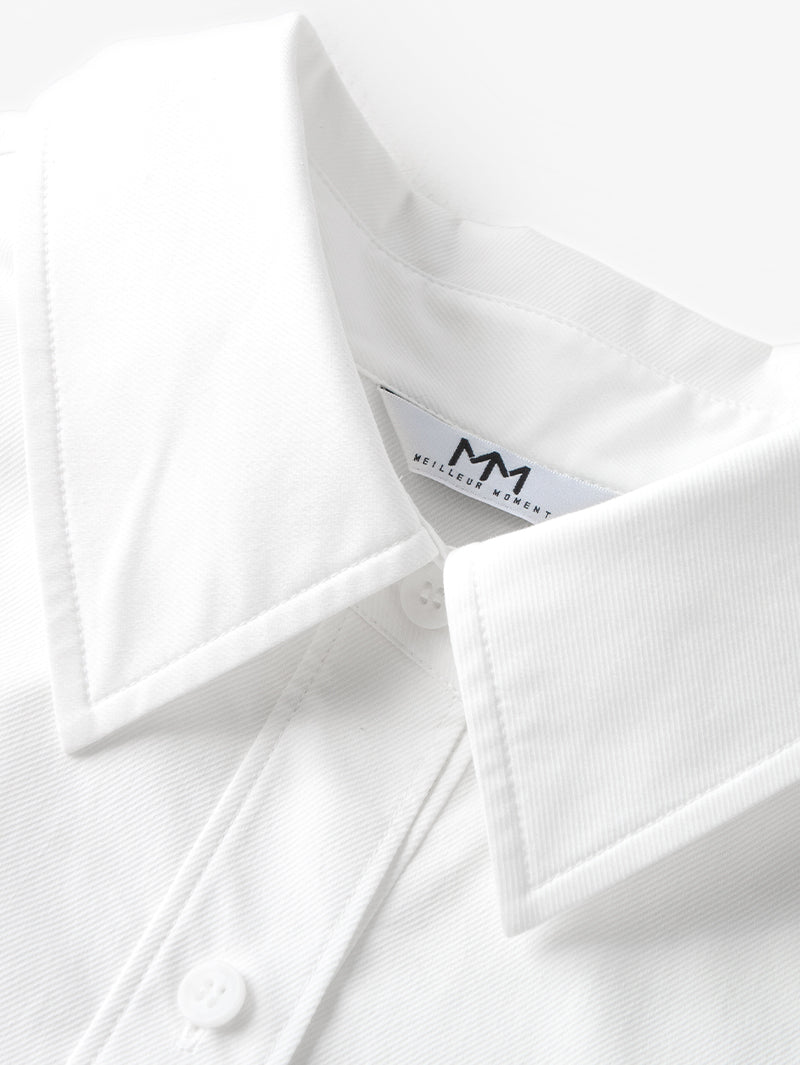 Women's White Collar Long Sleeve Cotton Triacetate Shirt