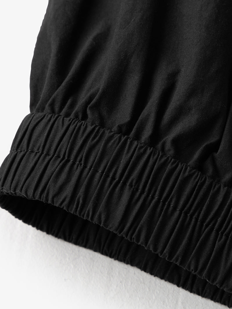 Women's Black Classic Collar Sleeveless Short Shirt