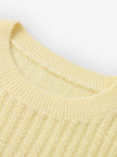 Women's Light Yellow Long Sleeve Wool Pullover Sweater