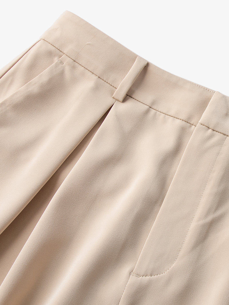 Women's Light Khaki Straight Fit Suit Pants Trousers