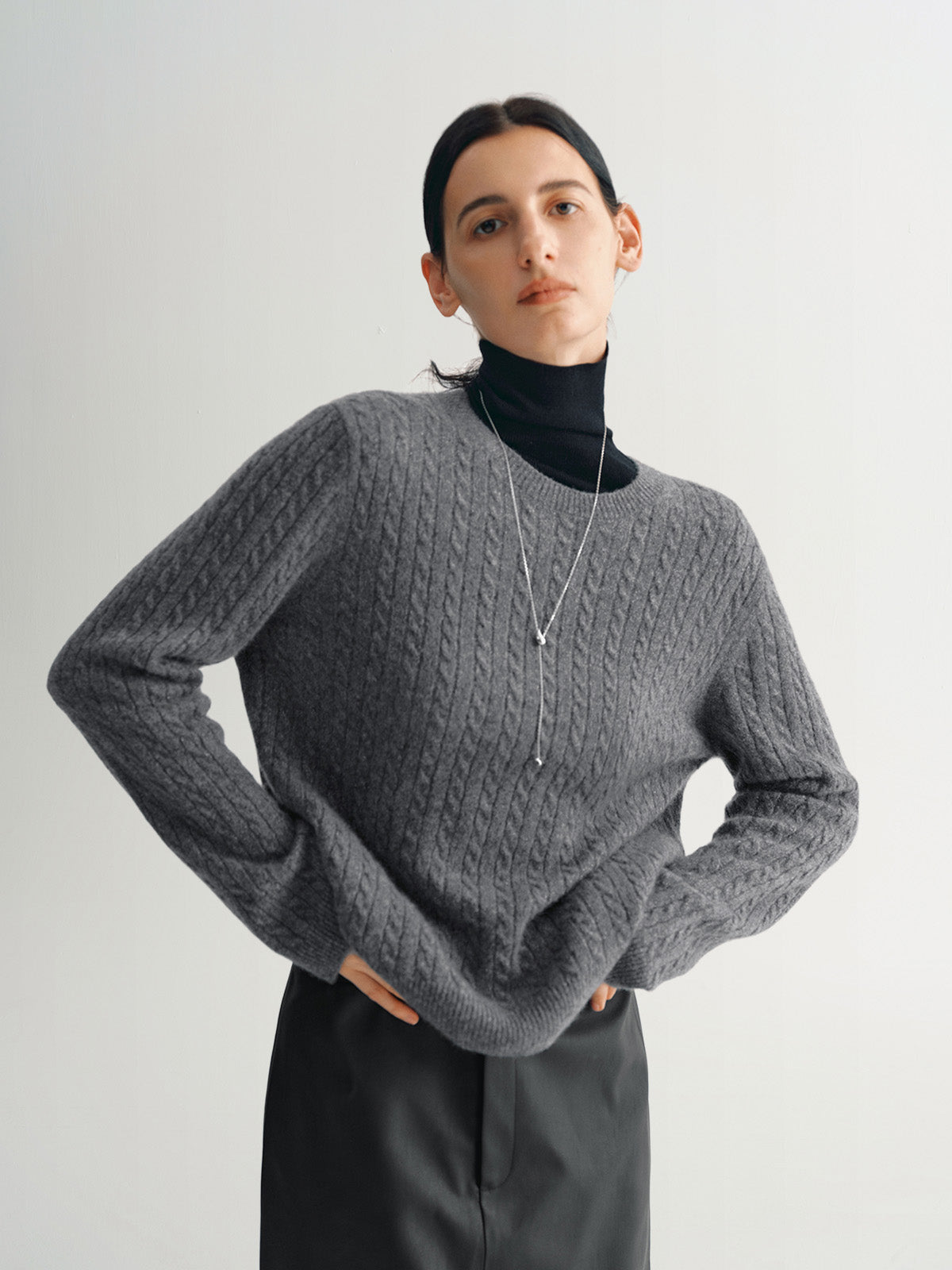 Cashmere crew neck sweater - Dark gray