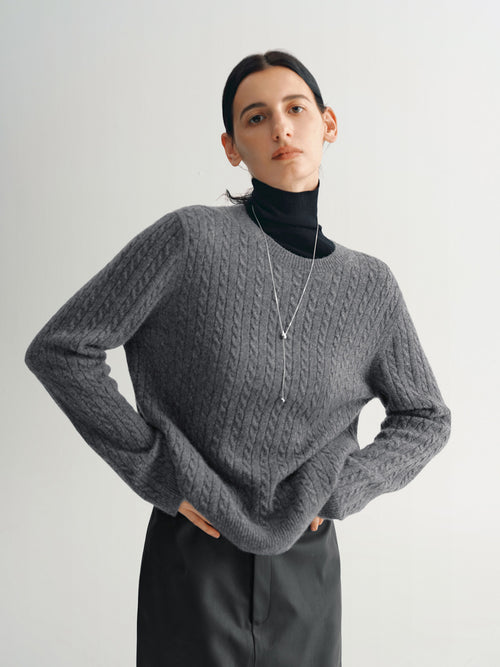 Load image 1 in gallery view. Cashmere crew neck sweater - Dark gray